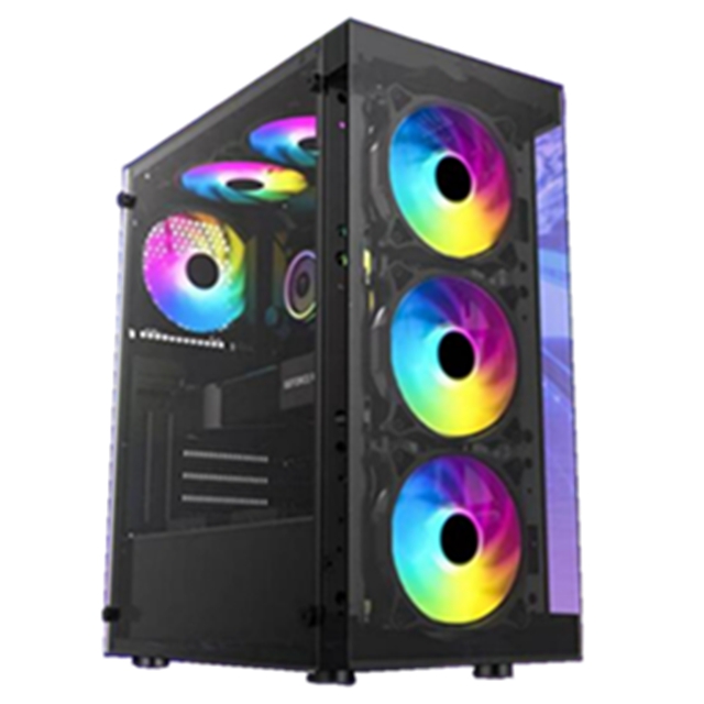 Desktop ATX Computer  Gaming Case with RGB fans,   Tempered Glass USB3.0